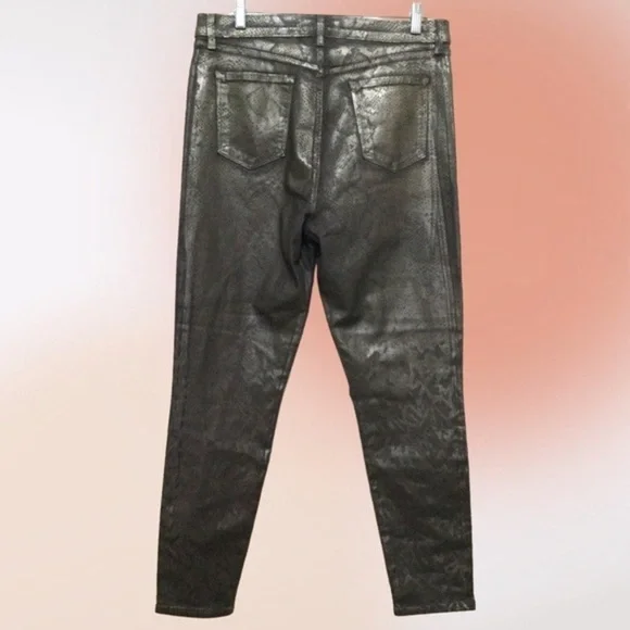 J Brand Leenah High Rise Metallic Silver‎ Python Jeans Size 32 - Picture 5 of 14